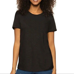 Felina Slub Jersey Crew Neck T-Shirt Size M Light gray lines Short Sleeve Tee